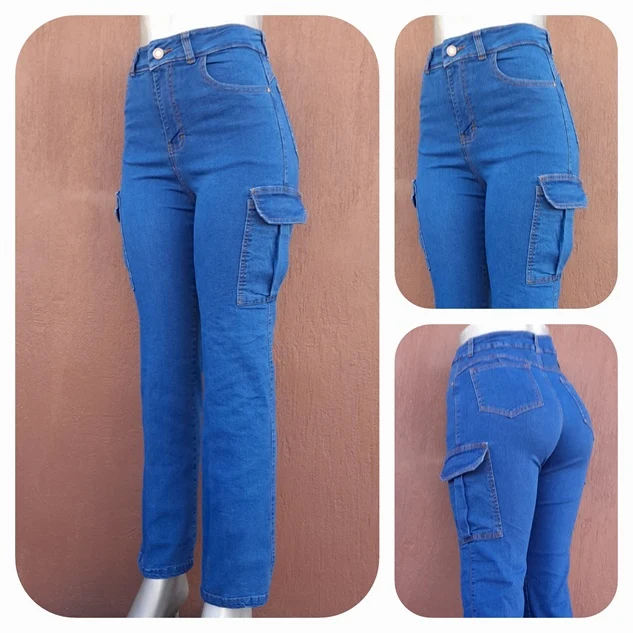 pantalón cargo para mujer de color azul